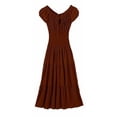 thumbnail image 2 of Peach Couture Gypsy Boho Cap Sleeves Smocked Waist Tiered Renaissance Maxi Dress (Brown, Medium), 2 of 2