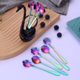thumbnail image 4 of ORUYROP Black Small Swan Base Holder With Rainbow 8 Pcs Flower Spoon Set,Stainless Steel Reusable Tea Scoops Stirring Spoon Coffee Spoon, 4 of 7