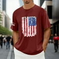 thumbnail image 2 of Gvdentm Mens Shirts USA Flag 4th of July Independence Day American Flag Men's Tee Shirt A07-Wine,M, 2 of 5