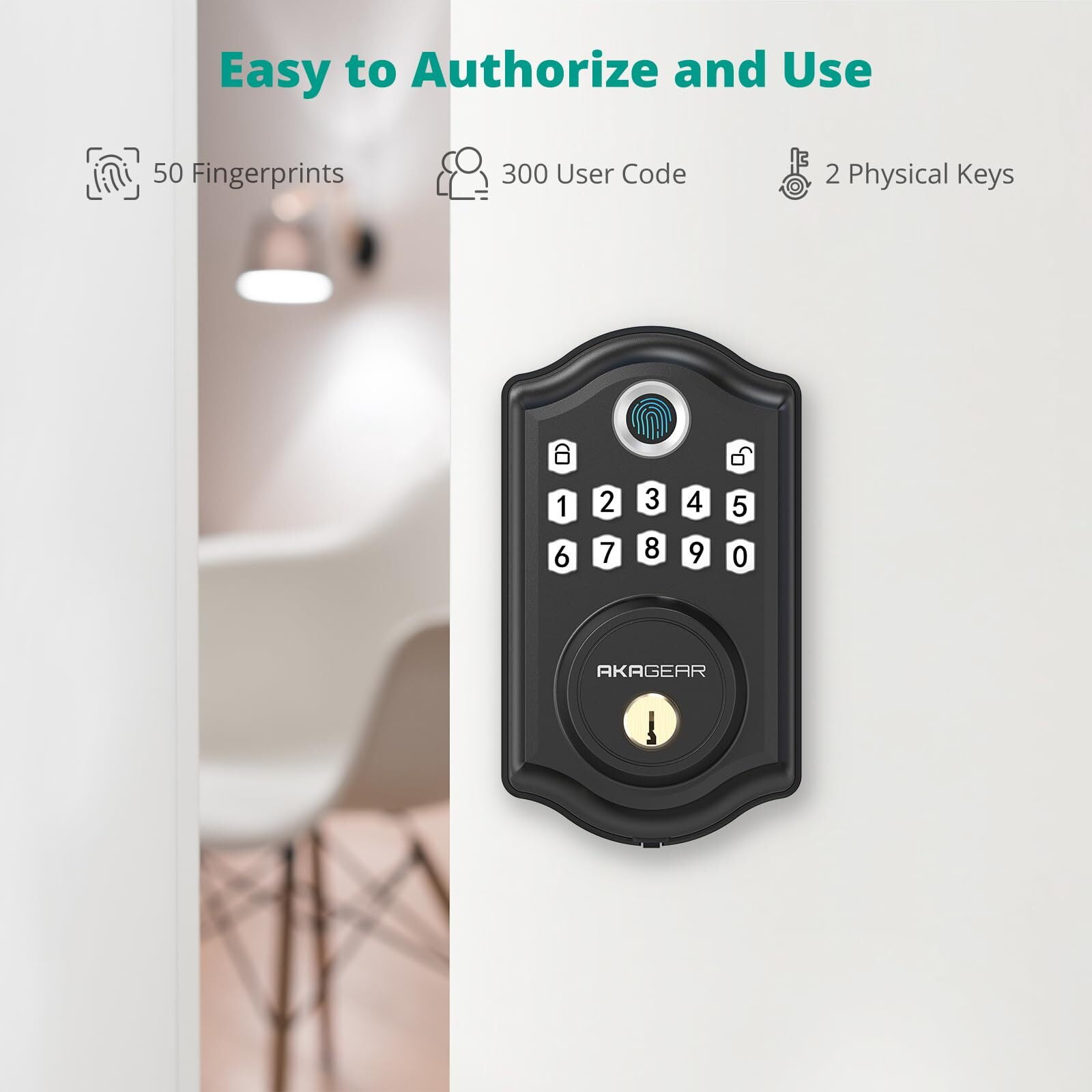 Fingerprint Door Lock, Keyless Entry Door Lock with APP Control, Security Smart Locks for Front Door, Electronic Deadbolt Lock, Auto Lock, Easy Installation, Black