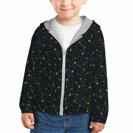 

Lukts Constellation Print Children s Long-Sleeved Sun Protection Clothing Hooded Sweatshirts for Boys and Girls Outdoor Sports-4 Years