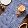 thumbnail image 3 of Blue Geometric Table Runner - 72 Inch Long Ombre Modern Abstract Art Cotton and Linen Blended Dress Scarves Farmhouse Table Runner for Kitchen Dining, Coffee Table, 13" x 72", 3 of 8