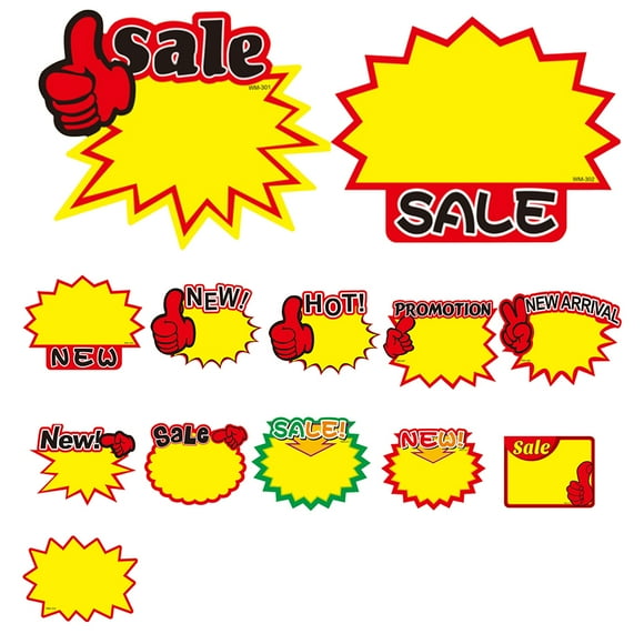 Burst Paper Signs Blank 50 Pieces English Label Tags Party Favors DIY Accessories Garage Sale Supplies for Shopping Malls Stores 307