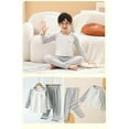 thumbnail image 3 of CPNG Boys Girls Loungewear Sleepwear Underwear 2 Pcs Set Color Blocked Long Sleeve Crewneck Pullover Top and Pants Set, 3 of 4