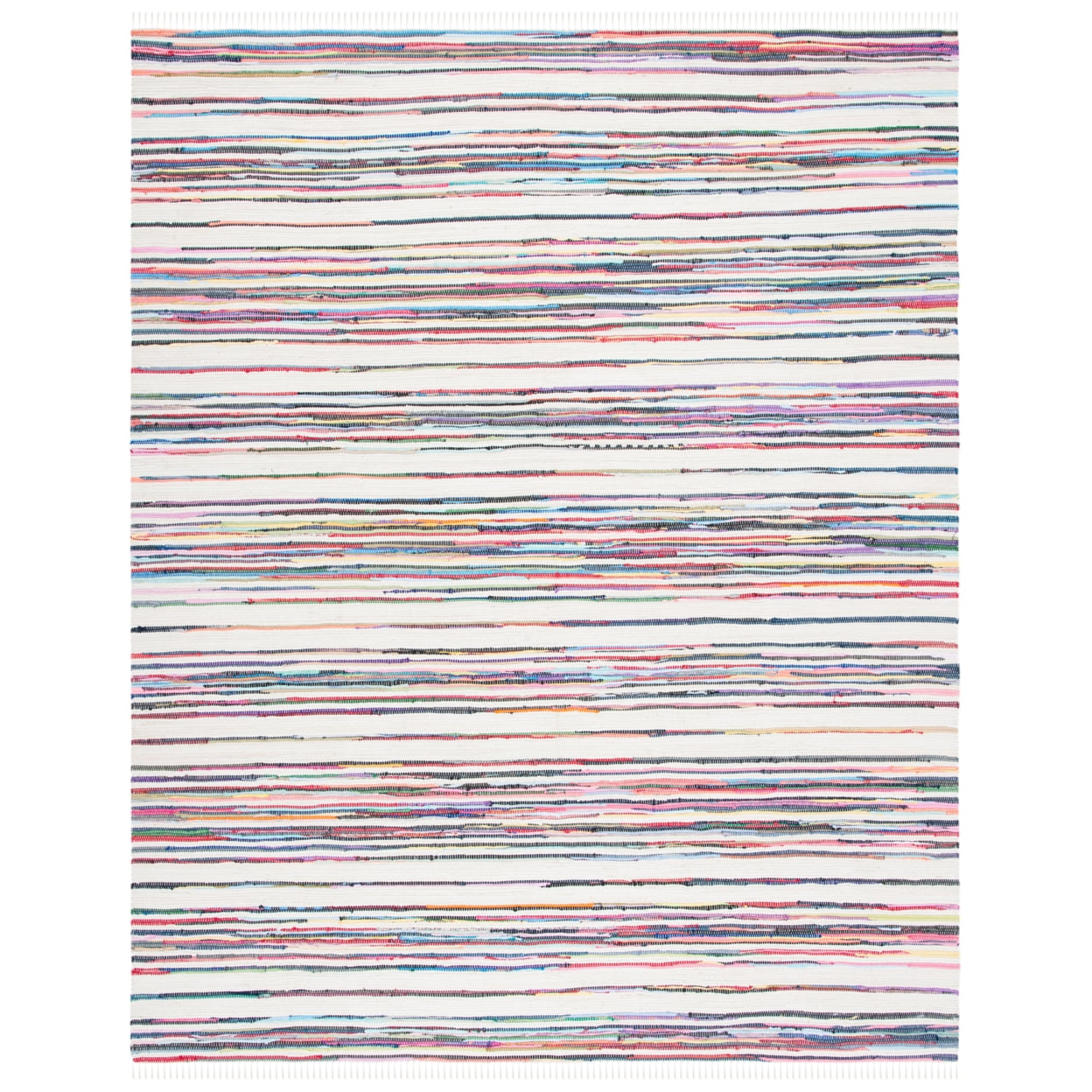 SAFAVIEH Rag Benton Striped Cotton Area Rug, Ivory/Multi, 5' x 8'