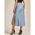 thumbnail image 4 of DARING DIVA Women's Satin High Waist Elastic Waist Split A Line Midi Skirts XL Blue Grey, 4 of 6
