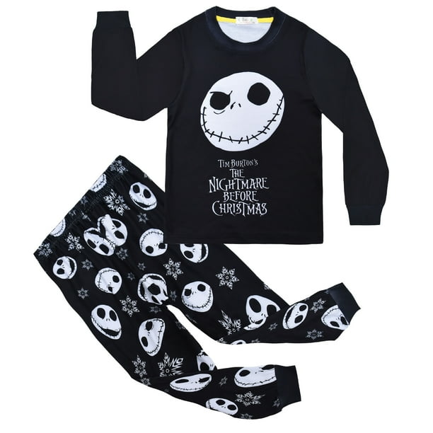Pijama cómodo de Jack de Pesadilla antes de Navidad para niños, disfraz de  cosplay con estampado de calavera en blanco y negro para Halloween