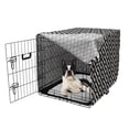 thumbnail image 5 of Abstract Dog Crate Cover, Monochrome Geometric Repetitive Simplistic 70's Retro Illustration, Easy to Use Pet Kennel Cover Small Dogs Puppies Kittens, 7 Sizes, Eggshell and Dark Brown, by Ambesonne, 5 of 6