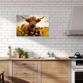 thumbnail image 2 of ZHONGYUTONG Highland Cow Canvas Farmhouse Cattle Wall Art Rustic Sunflower Cow Picture Yellow Flower Painting for Bathroom Decor Framed (12.00" x 18.00"), 2 of 5