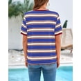 thumbnail image 3 of BTFBM Summer Tops for Women Crewneck Short Sleeve Striped T Shirts Casual Spring Clothes Color Block Basic Tee Blouses, 3 of 7