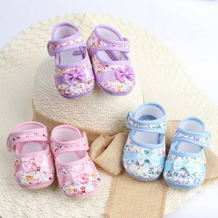 

Baby Girls Flowers Bow Toddler Shoes Spring Autumn Children Footwear First Walkers Size 4-6