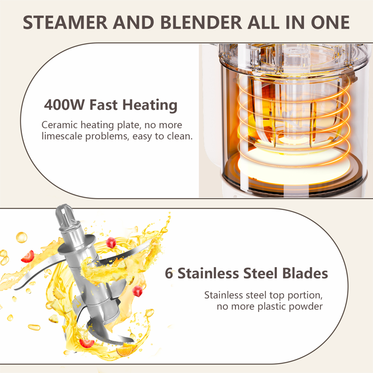 Glass Baby Food Maker - 12oz Steamer & Blender Combo With Self-Clean, 9-in-1 Functions