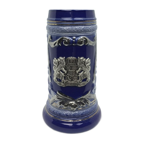 Deutschland Germany Eagle Metal Medallion Mini German Beer Stein Ceramic Shot Glass