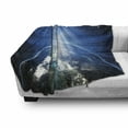 thumbnail image 2 of Earth Soft Flannel Fleece Throw Blanket, Astrophotography of Rising Sun over Globe with Starry Space Print, Cozy Plush for Indoor and Outdoor Use, 60" x 80", Night Blue Multicolor, by Ambesonne, 2 of 5