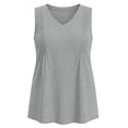 thumbnail image 4 of TKLPEHG Women's Plus Size V-Neck Tank Top Pleated Front Flowy Sleeveless Blouse Casual Loose Fit Top with Side Pockets (Gray,XXXXL), 4 of 8