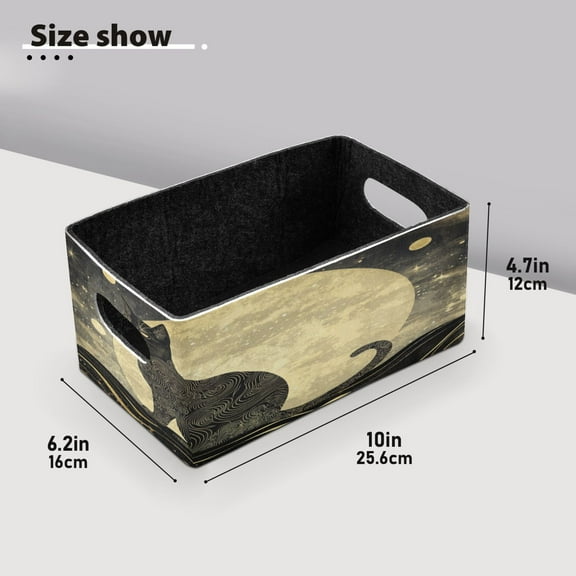 BZSMCE Shelf Baskets Black Cat on Full Moon Pattern Storage Cube Bins 10.1*6.3*4.7in Set of 2