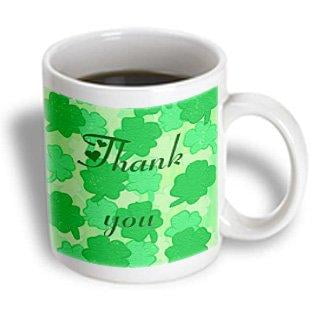 

3dRose Shamrocks in Shades of Green Thank You Ceramic Mug 11-ounce