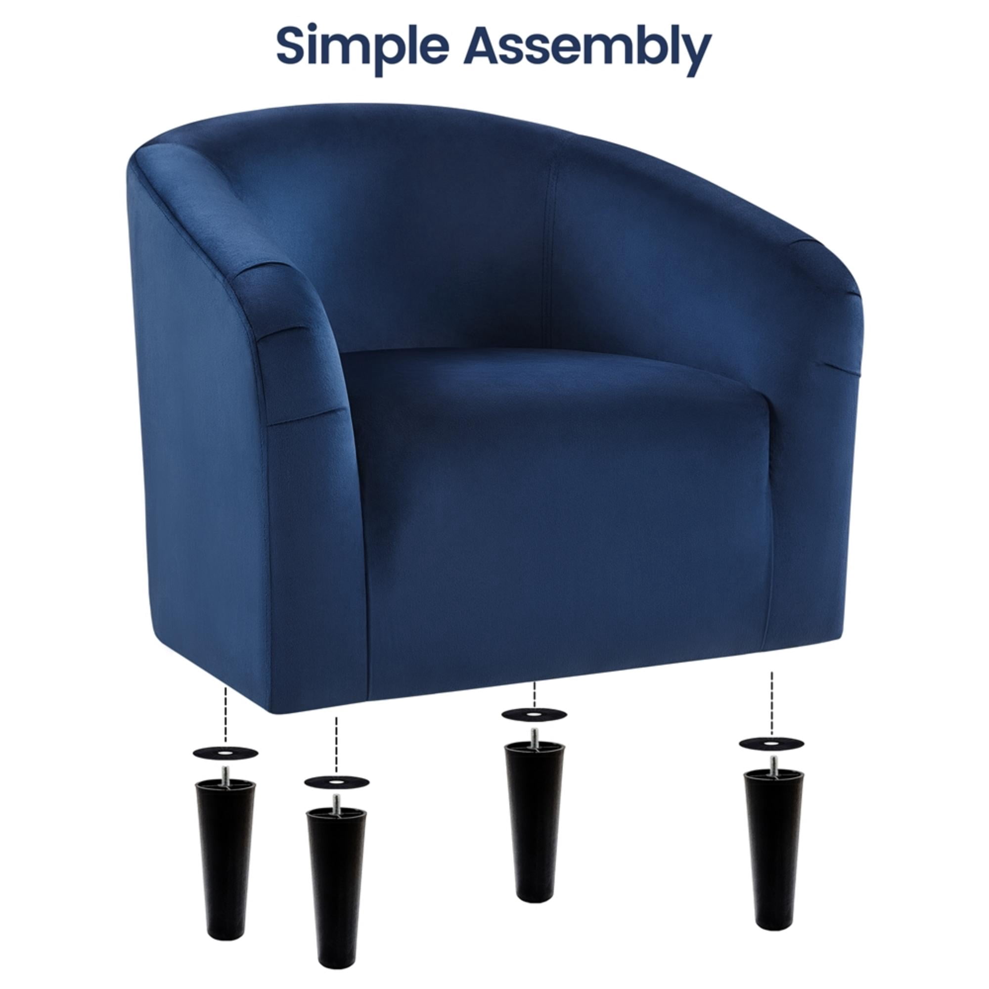 Alden Design Upholstered Barrel Accent Chair for Livingroom, Blue Velvet