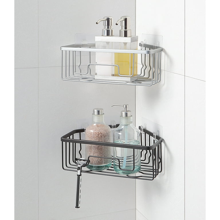SunnyPoint RustProof Aluminum Wall Mount Shower Caddy Basket Shelf;  Adhesive Hook Pad Included