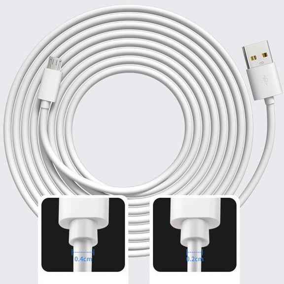 Micro USB Extension Charging Cable 2 Pack 23FT Long Power Cord High Speed USB A to Micro USB Cable for Security Cameras Indoor Outdoor Use