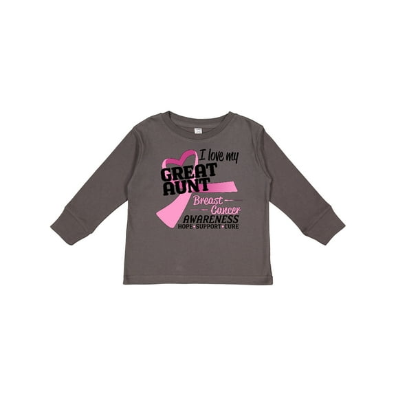 Inktastic I Love my Great Aunt-Breast Cancer Awareness Boys or Girls Long Sleeve Toddler T-Shirt