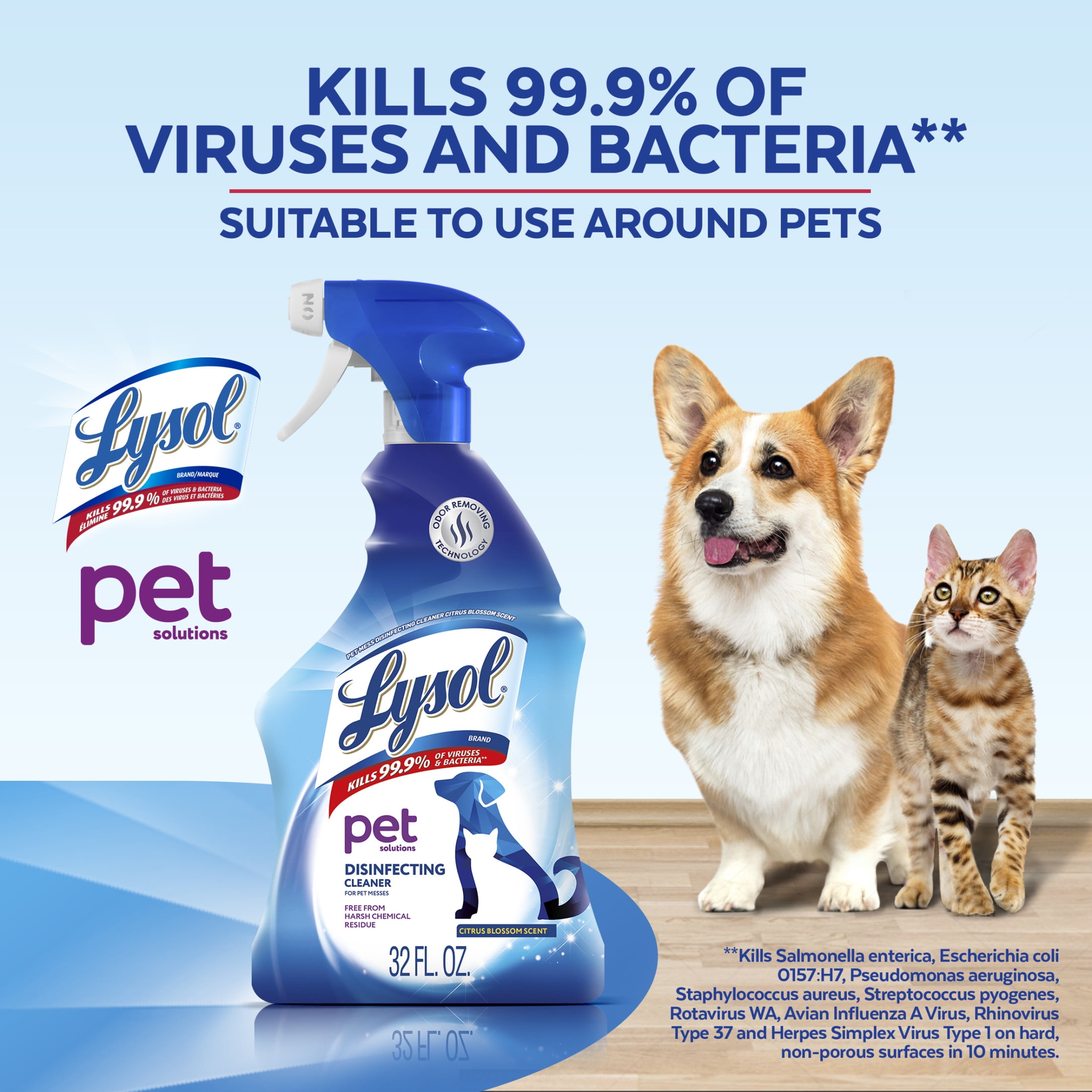 (3 pack) Lysol Pet Solutions –Disinfecting Cleaner, Citrus Blossom Scent, 32 fl oz