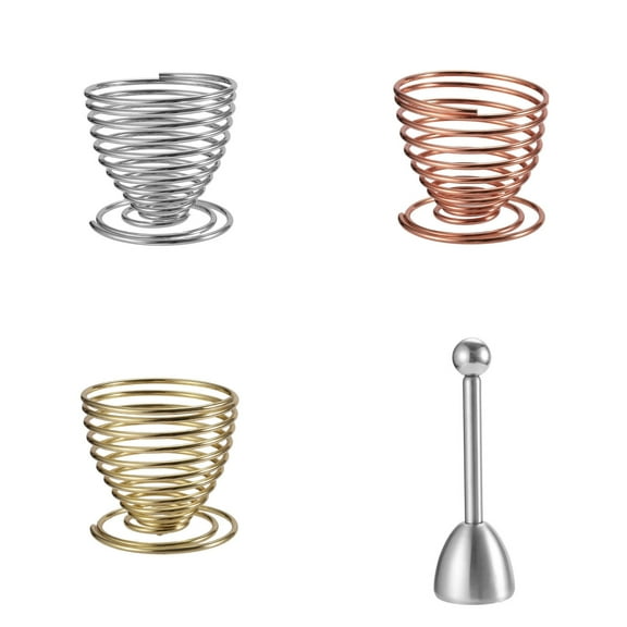 Durable 304 Stainless Steel Egg Opening Tool Set With Three Egg Holders