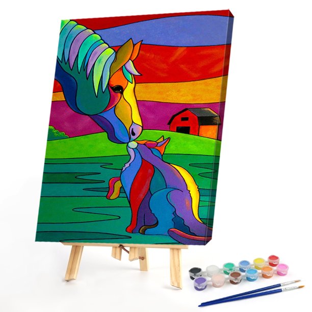 Cuadros Decorativos Pintura al óleo digital pintada a mano DIY Kit de pintura de animales por números (L21) Likrtyny embutido en tela