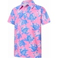 thumbnail image 5 of Byoo Toddler Boys Graphic Polo Shirt Sea Turtle Floral Print Short Sleeve Casual Summer T Shirt,Pink, 5 of 5