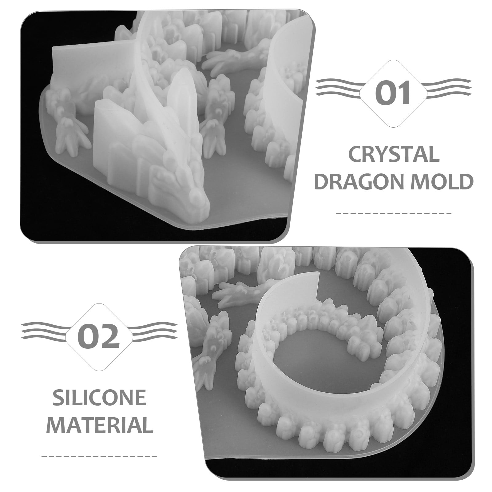 OFFIGAM White Silicone Dragon Mold for Resin Crafting, 3D Design, Ideal for Home Decor and Projects, 3.5x3.5 Inch Tool