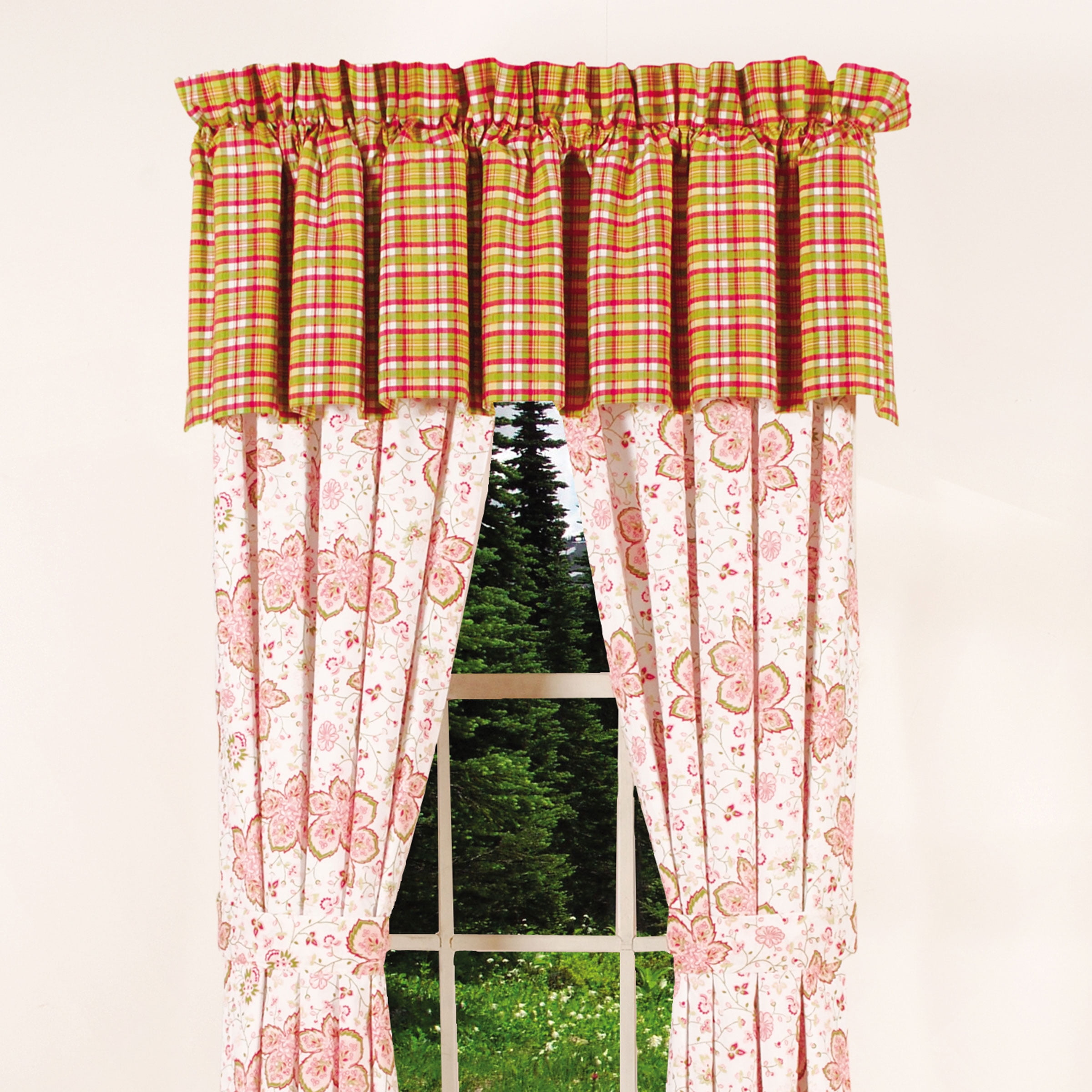 C&F Home Hot Pink Plaid Green Girls Children's Room Kids Cotton Bedroom Guestroom Premium Window Woven Valance