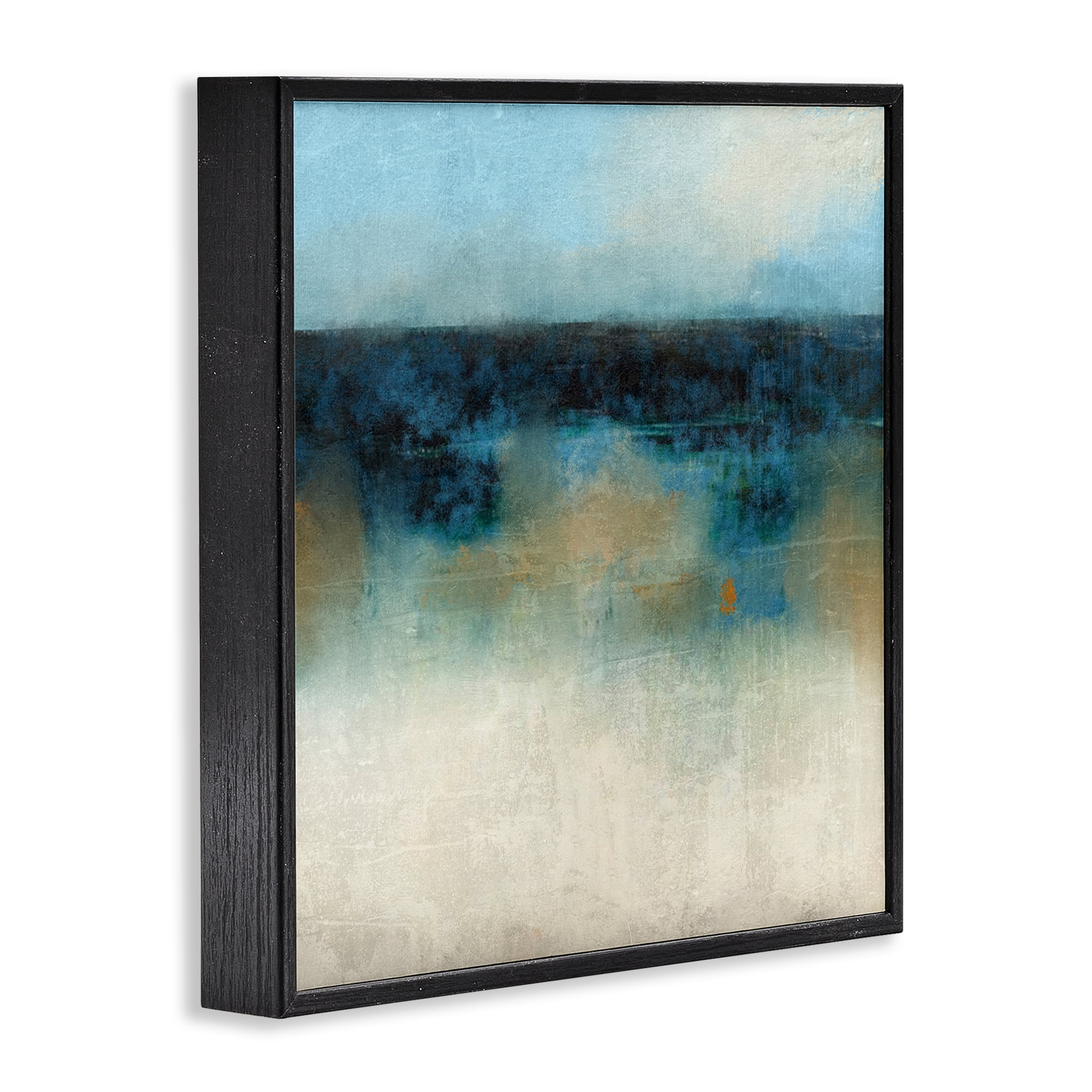 Stupell Industries Foggy Ocean Beach Scene Coastal Painting Black Framed Art Print Wall Art, 17 x 17