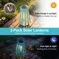 thumbnail image 3 of The Growing Ground 2-Pack Solar LED Hanging Lanterns, Geometric Outdoor Lantern Decor for Patio, Garden or Yard, Teal, 3 of 9