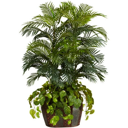 4.5' Double Areca with Vase and Pothos Silk Plant