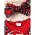 thumbnail image 6 of FEORJGP Infant Girls 3PCS Skirt Sets Newborn Baby Long Sleeve Pullover Crew Neck Jumper Ribbed Tops Plaid Suspender Romper Dress Headband Sets, 6 of 9