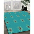 thumbnail image 3 of Ahgly Company Machine Washable Indoor Rectangle Transitional Bright Turquoise Blue Area Rugs, 4' x 6', 3 of 7