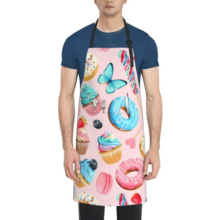 

Picia Cupcakes and Donuts Waterproof Apron for Unisex Adult - Adjustable Bib Apron with Pockets Ideal for Cooking Gardening Painting and Household Chores