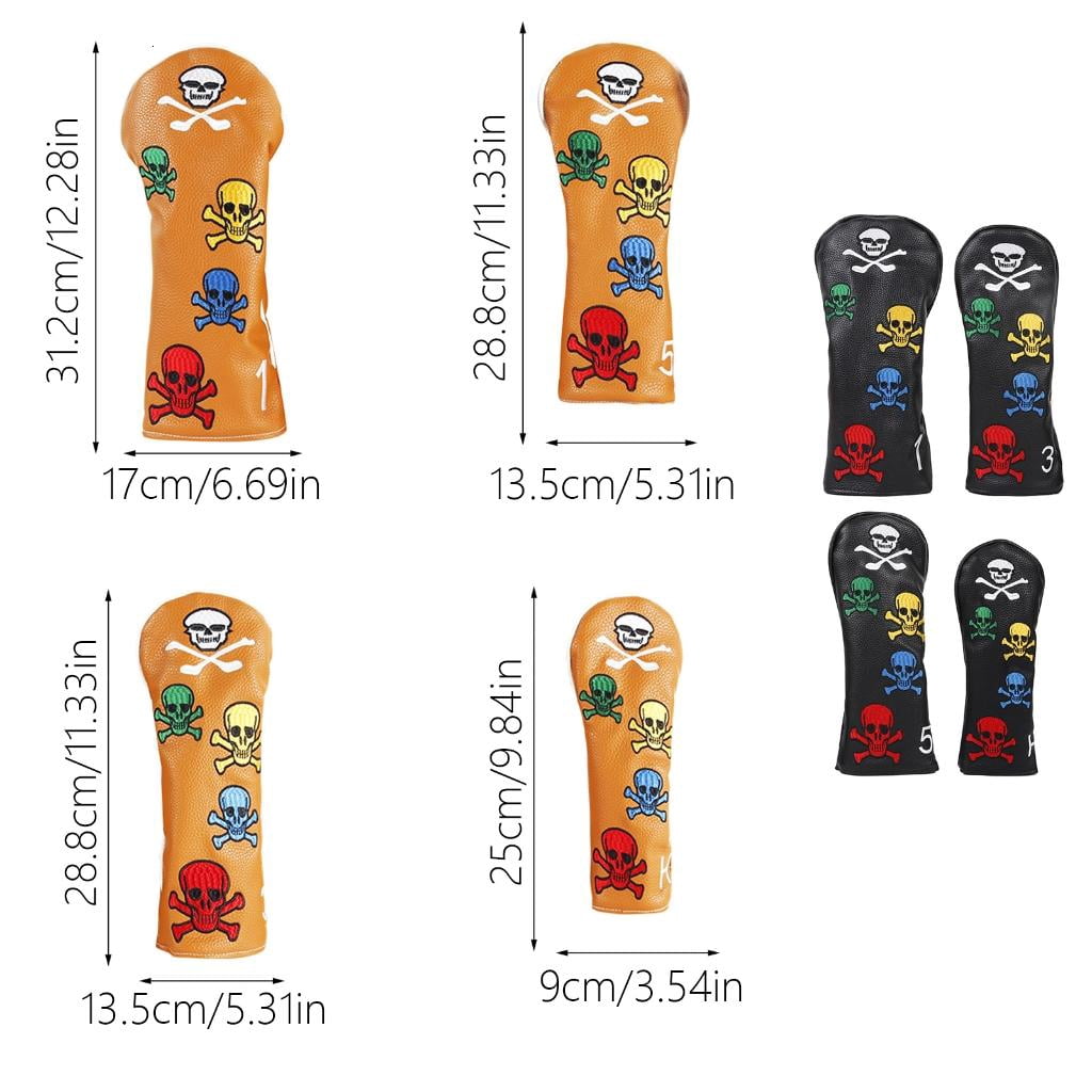 Yihuala 4Pcs PU Golfs Club Head Cover Pattern Wood Headcover Golfs Driver Hybrids Head Cover