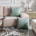 thumbnail image 3 of Summer Pillow Covers 20x20 inch Solid Supersoft Corduroy Stripes Square Throw Pillows for Couch Decorative, 50x50cm, 20 x 20 Inch, Iceburg Green, 3 of 14