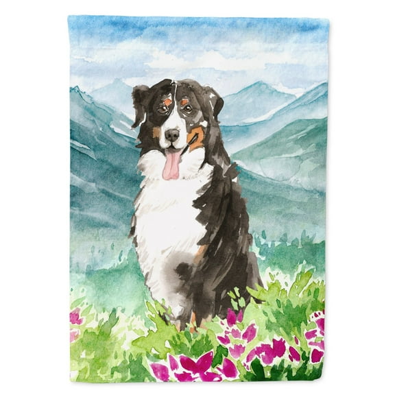 Carolines Treasures CK2547GF Mountain Flowers Bernese Mountain Dog Flag Garden Size  Small multicolor