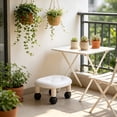 thumbnail image 6 of Sahpxhe Step Stool Rolling Low Stool with Caster Wheels,Padded Leather Seat Kitchen Step Stool,Mobile Creeper for Cleaning,Home,Garage White-A, 6 of 7