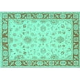 thumbnail image 1 of Ahgly Company Machine Washable Indoor Rectangle Oriental Turquoise Blue Traditional Area Rugs, 5' x 8', 1 of 4