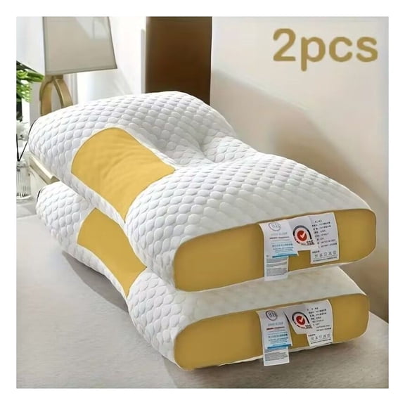 YBZ Massage Pillow 2 Pack - 3D Knitted Cotton Neck & Back Support - Heat Function - Car, Office, Home Use - Pain Relief for Travel & Relaxation