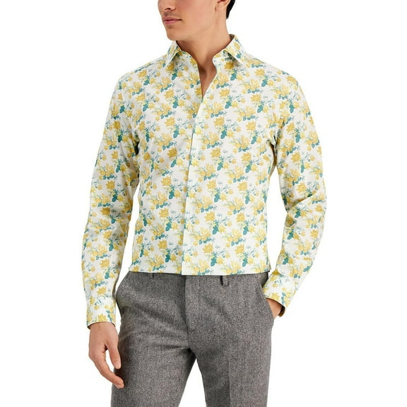 Bar III Mens Organic Cotton Slim Fit Button-Down Shirt