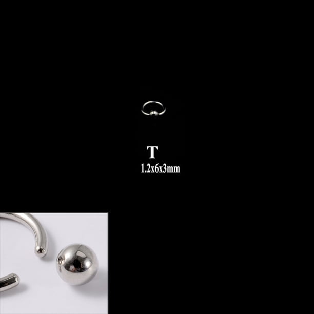 Anillo de nariz con clip de bola de acero inoxidable 316L BCR, anillo de nariz con clip de bola de acero de titanio, anillo multiusos universal, pendientes, anillo para el hueso de la oreja