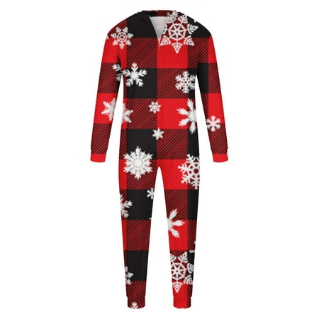 

Mrat Family Matching Wear Outfits Long Sleeve Tee Loungewear Parent-child Set Printed Home Wear Hoodid Pajamas Dads Jumpsuit Family Soft Outfit Sleepwear