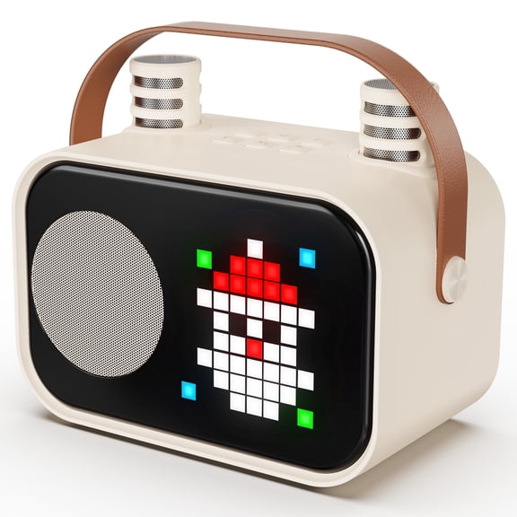 JYX Karaoke Machine for Kids Adults, Mini Karaoke Machine for Singing, Portable Party Speaker with Microphone, 15 Pixel Animation, Kids Toy Gift