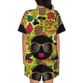thumbnail image 3 of Kdxio Black Head Woman with Mushroom Hair Print Pajamas Sets for Women Short-Sleeved Pjs with Lounge Shorts Two Piece Sleepwear S-4XL, 3 of 8