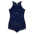 thumbnail image 3 of YONGHS Robe de Danse Latine à Franges pour Filles, Costume de Bal à Sequins, Tango Rumba, Tenue de Danse Bleu Marine 8, 3 of 5