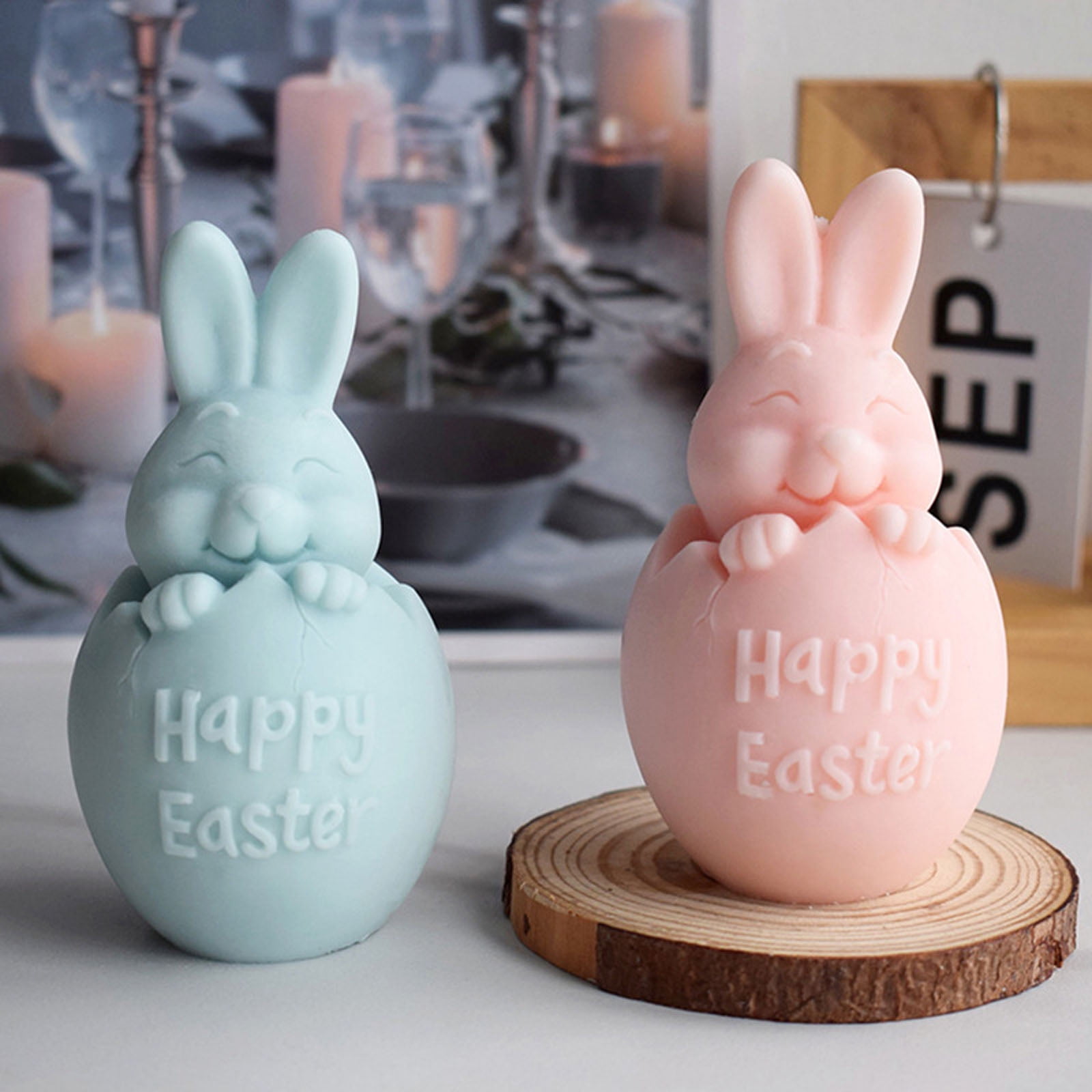 3D Easter Bunny Egg Silicone Candle Mold Decor Clay Resin Soap Mould Handmade Candle Making Fondant Cake Baking Decor